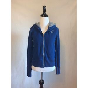 American Eagle Blue Fleece Zip Up Long Sleeve Hood Jacket / S
